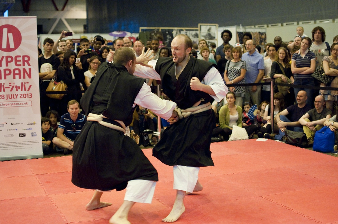Public demonstration of Shorinji kempo at the Hyper Japan London martial arts stage